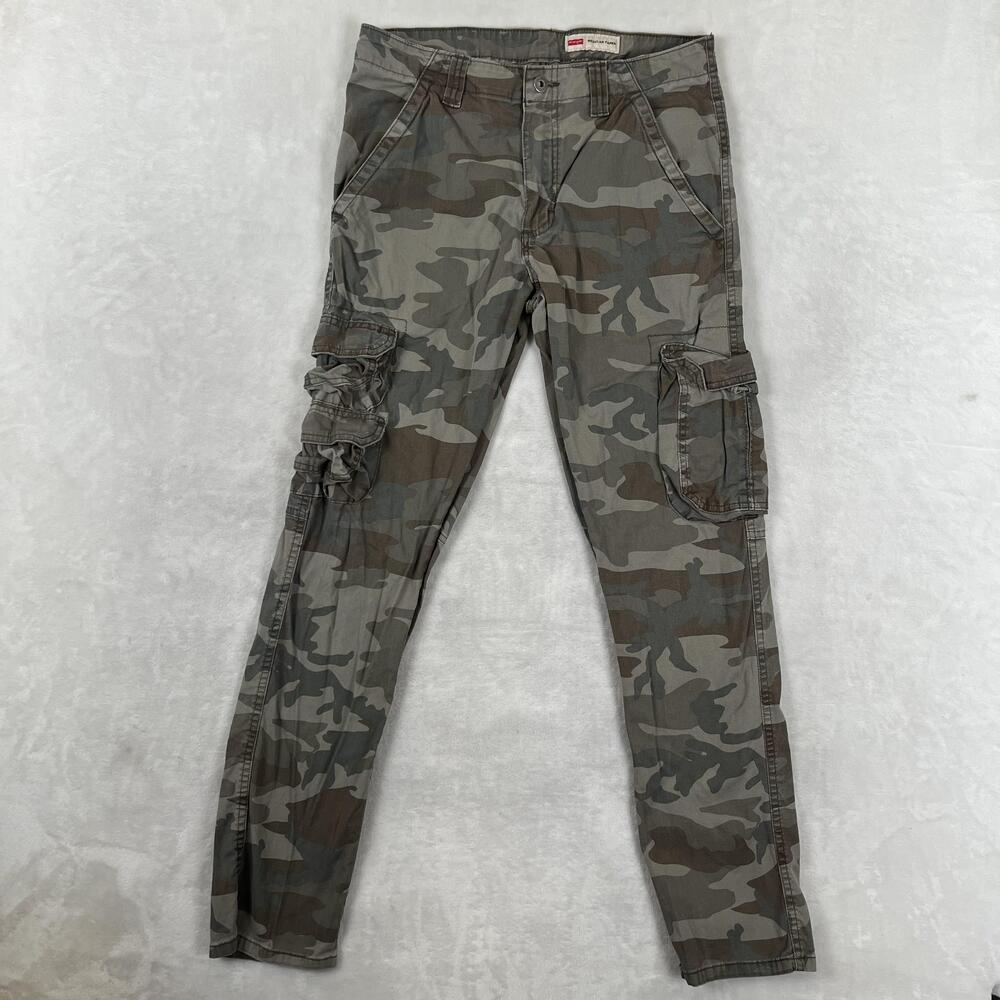 Wrangler Cargo Pants Mens 30x32 Green Camo Regular Taper Canvas Utility Pockets